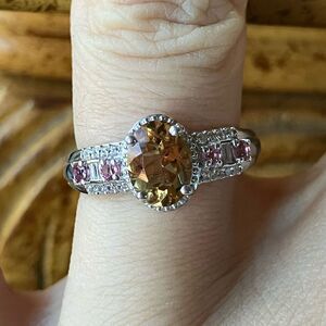 Natural Scapolite Pink Tourmaline Sterling Silver Ring Size 6